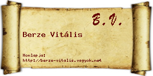 Berze Vitális névjegykártya